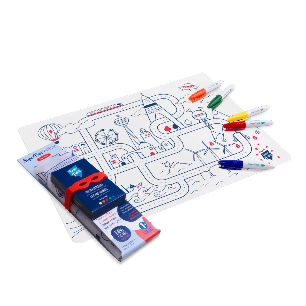 Jeu éducatif: Set de table en silicone CITY - Réutilisable SuperPetit Jeu éducatif: Set de table en silicone CITY - Réutilisable myplayground