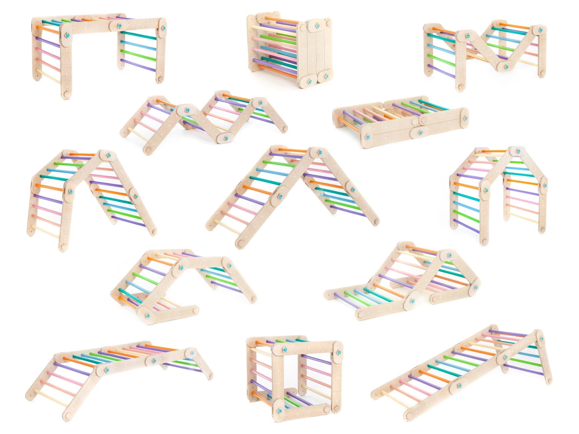Triangle Pikler coloré avec rampe, transformable, HappyMoon - Jeu de motricité enfant - Happymoon HappyMoon Triangle Pikler coloré avec rampe, transformable, HappyMoon - Jeu de motricité enfant - Happymoon myplayground