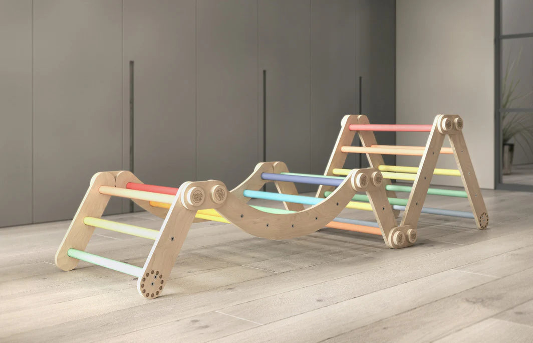 BusyKids - Grand Ensemble d'Escalade Inclinable (set L avec Rocker) Couleurs Arc-en-ciel - Bois Brut (non verni) - 18 à 24 mois BusyKids BusyKids - Grand Ensemble d'Escalade Inclinable (set L avec Rocker) Couleurs Arc-en-ciel - Bois Brut (non verni) - 18 à 24 mois myplayground