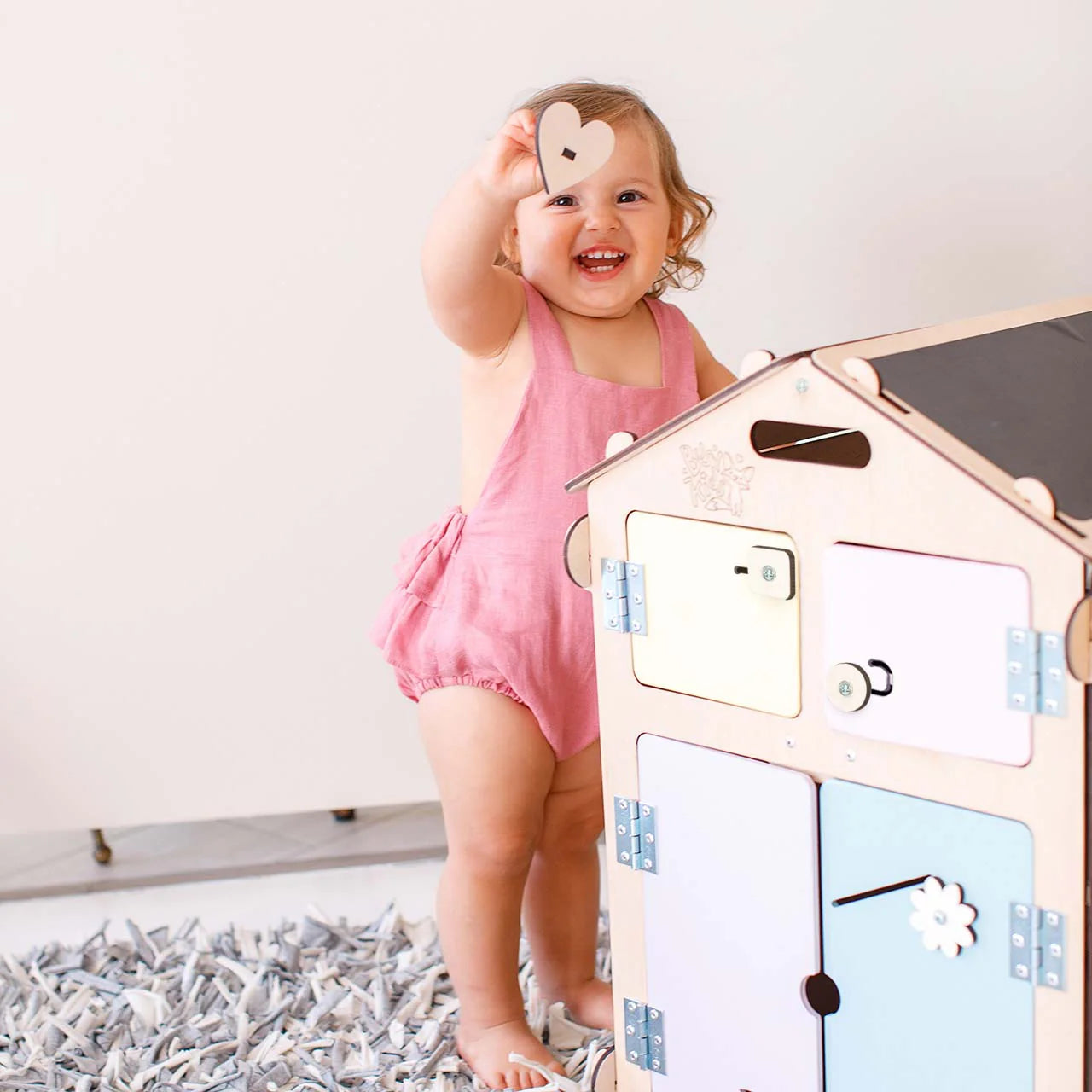 Ensemble Maisonnette et Cube Interactif - Natura/Pastel, bois natura - 12 à 18 mois - BusyKids BusyKids myplayground