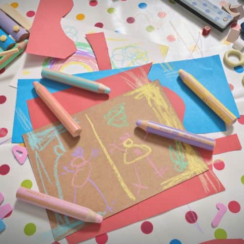 Lot de 6 crayons multi-talents STABILO Woody 3 in 1 + 1 taille-crayon – coloris pastel