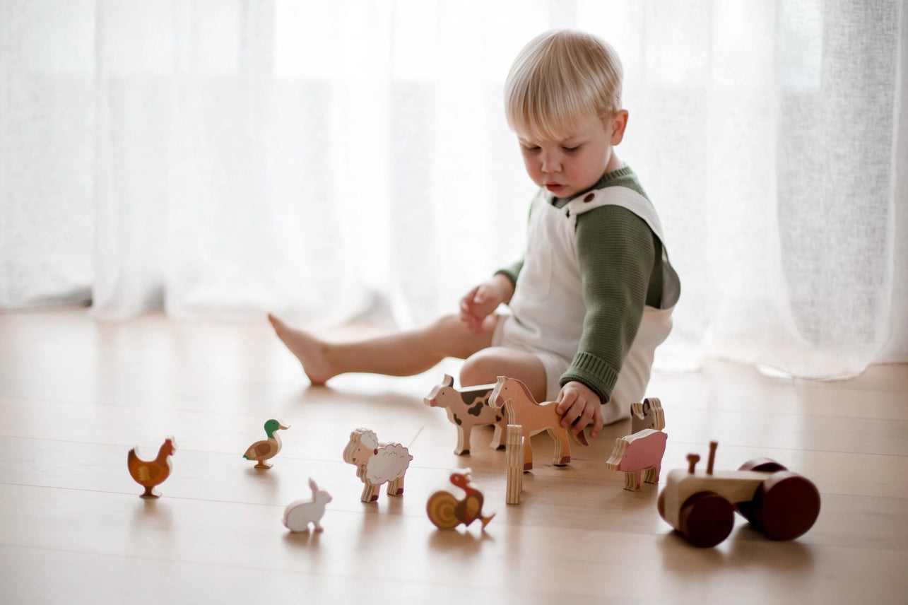 Ensemble de tracteurs et animaux de ferme QToys USA Ensemble de tracteurs et animaux de ferme myplayground