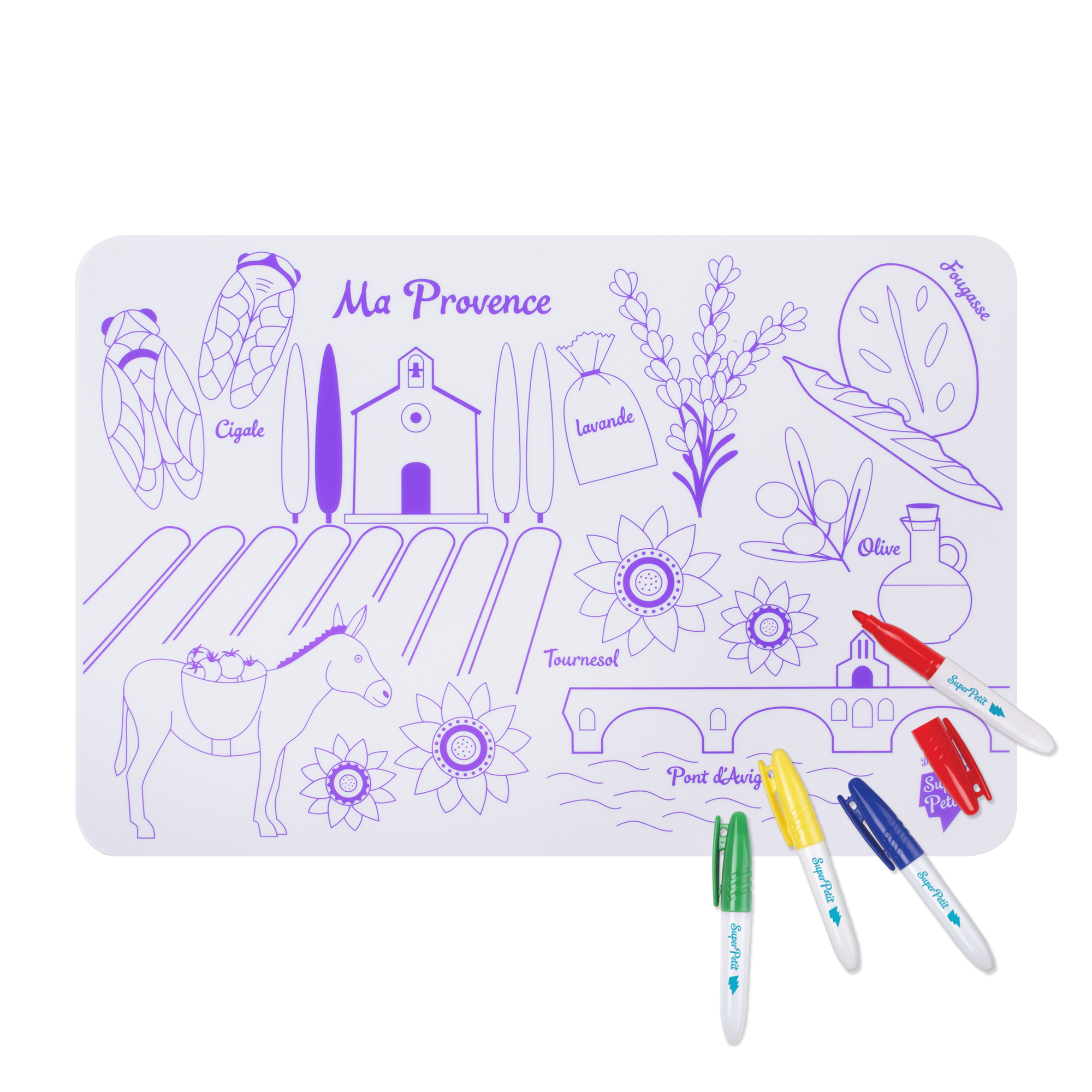 Coloriage éducatif: miniPlaymat 2en1- PROVENCE- Réversible SuperPetit Coloriage éducatif: miniPlaymat 2en1- PROVENCE- Réversible myplayground