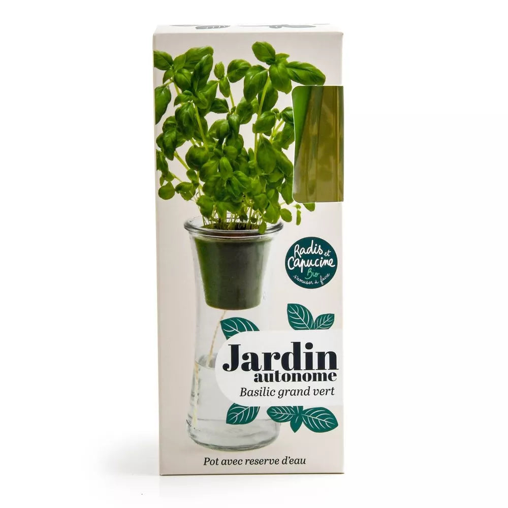 Jardin autonome - Basilic grand vert Bio - Kit créatif de jardinage Enfant Radis Et Capucine Jardin autonome - Basilic grand vert Bio - Kit créatif de jardinage Enfant myplayground