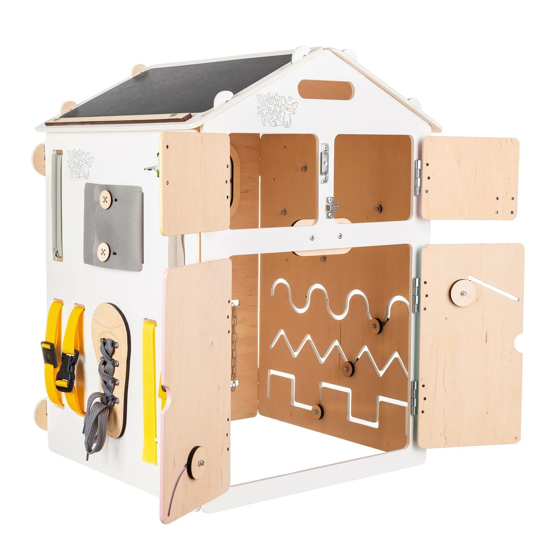 Maisonnette Éducative blanche - pastel, édition limitée, Bois Natura, 12 à 18 mois - BusyKids BusyKids myplayground