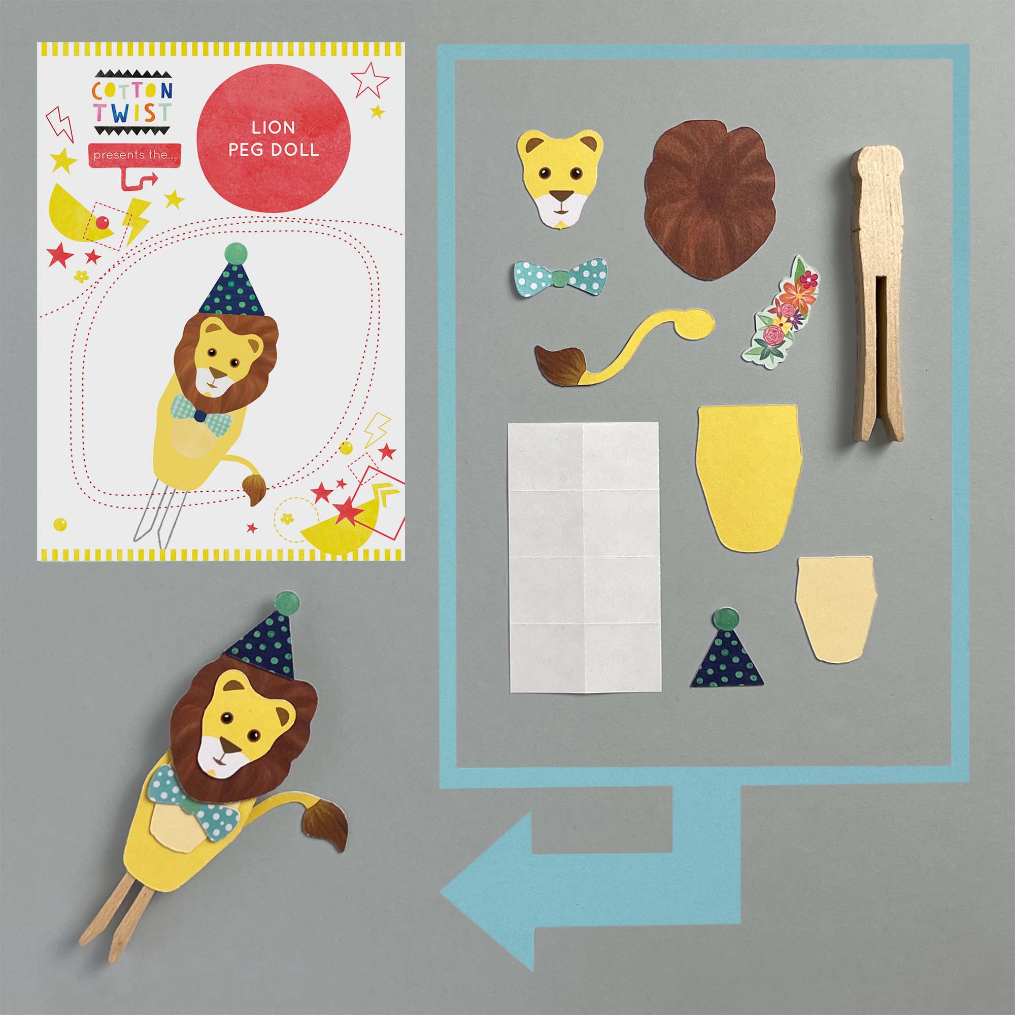 Faites votre propre kit de poupée Lion Peg Cotton Twist myplayground
