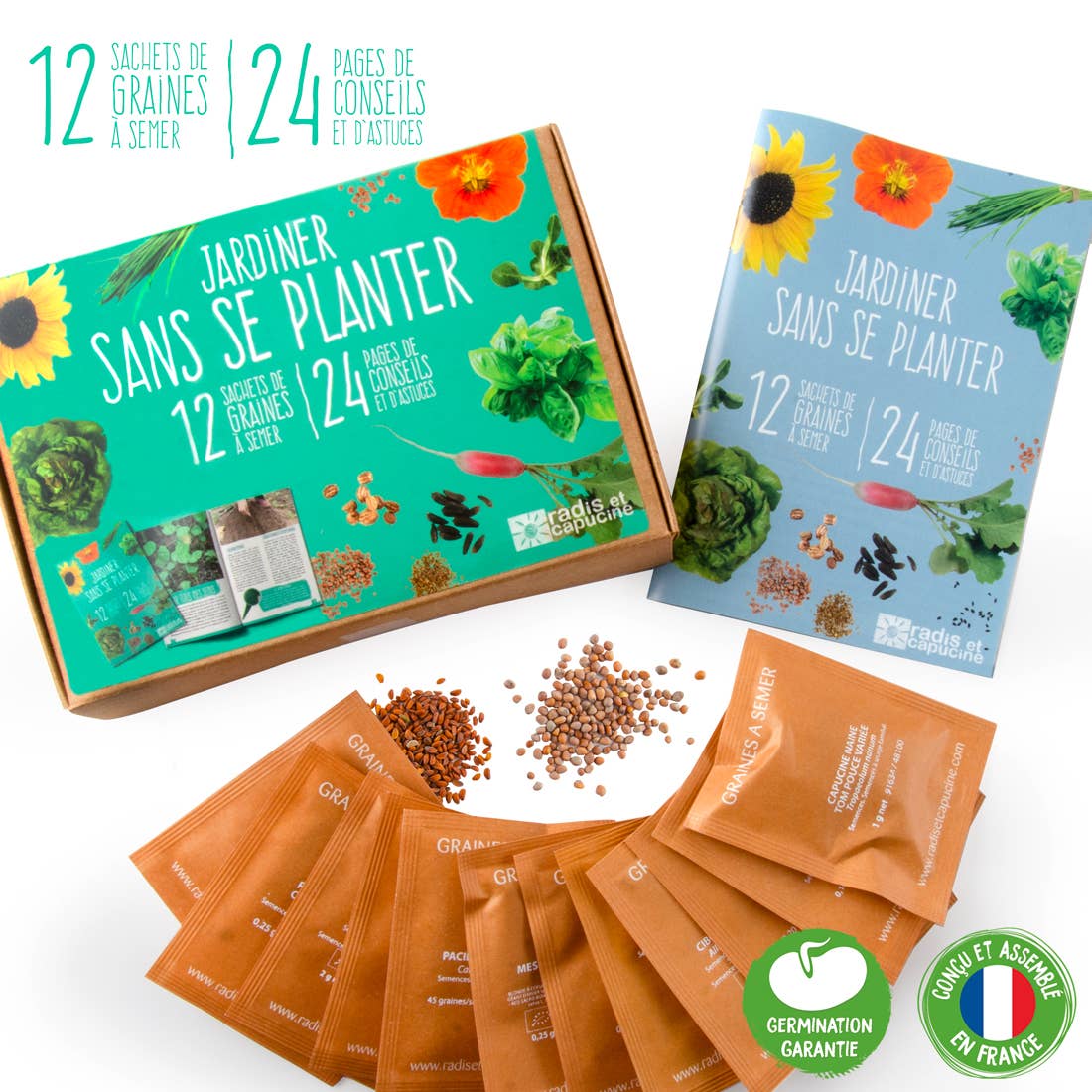 Coffret 12 sachets - Jardiner sans se planter - Kit créatif de jardinage Enfant Radis Et Capucine Coffret 12 sachets - Jardiner sans se planter - Kit créatif de jardinage Enfant myplayground