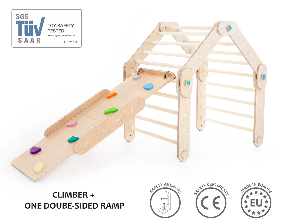 Grimpeur Naturel avec Rampe, Triangle Transformable - Happymoon® HappyMoon Grimpeur Naturel avec Rampe, Triangle Transformable - Happymoon® myplayground