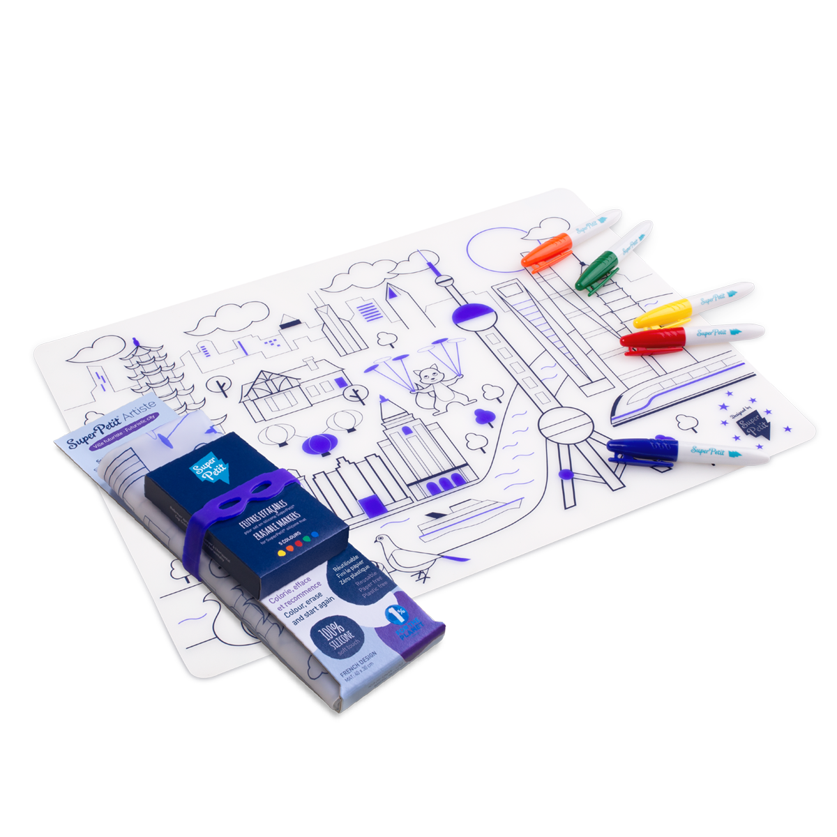 Jeu éducatif: Set de table en silicone CITY - Réutilisable SuperPetit Jeu éducatif: Set de table en silicone CITY - Réutilisable myplayground