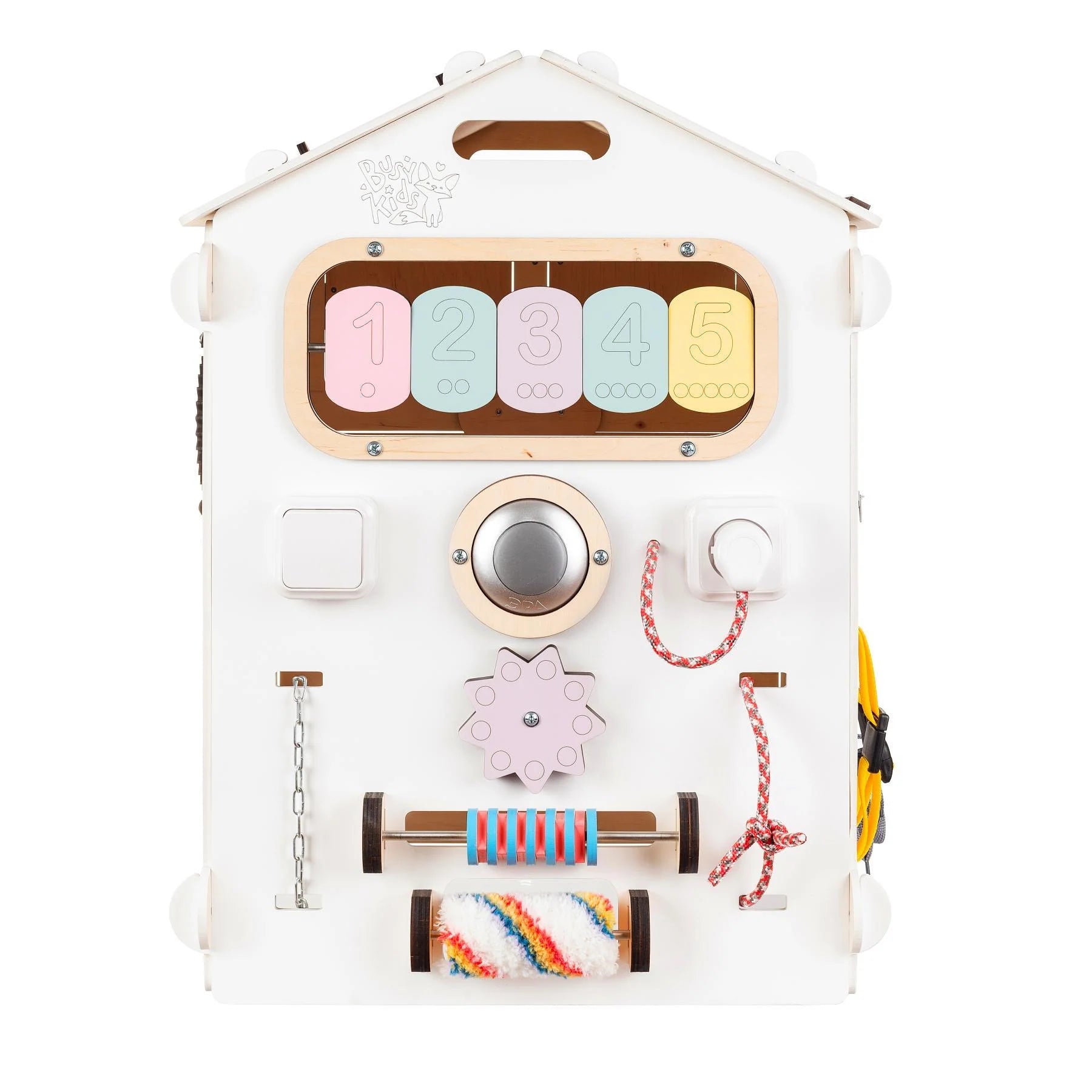Maisonnette Éducative blanche - pastel, édition limitée, Bois Natura, 12 à 18 mois - BusyKids BusyKids myplayground