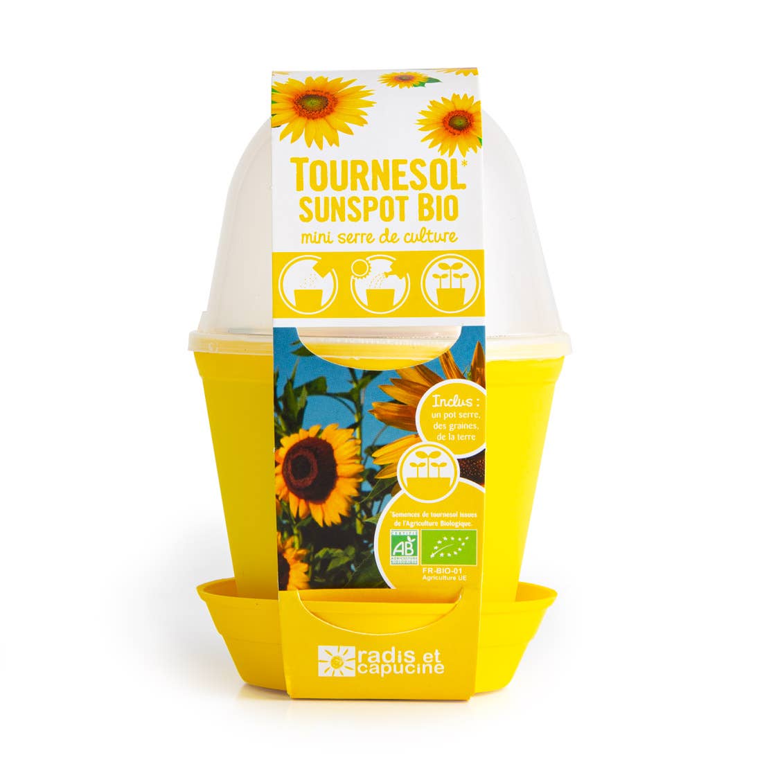 Pot Cloche - Tournesol bio - Kit créatif de jardinage Enfant Radis Et Capucine Pot Cloche - Tournesol bio - Kit créatif de jardinage Enfant myplayground