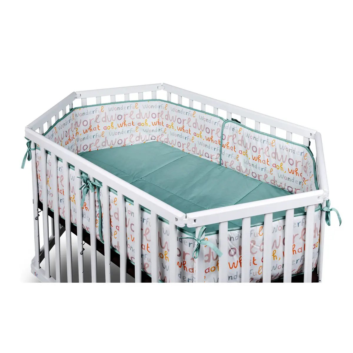 Tapis de fond pour parc hexagonal Wonderful World menthe, 93x133 cm – tiSsi