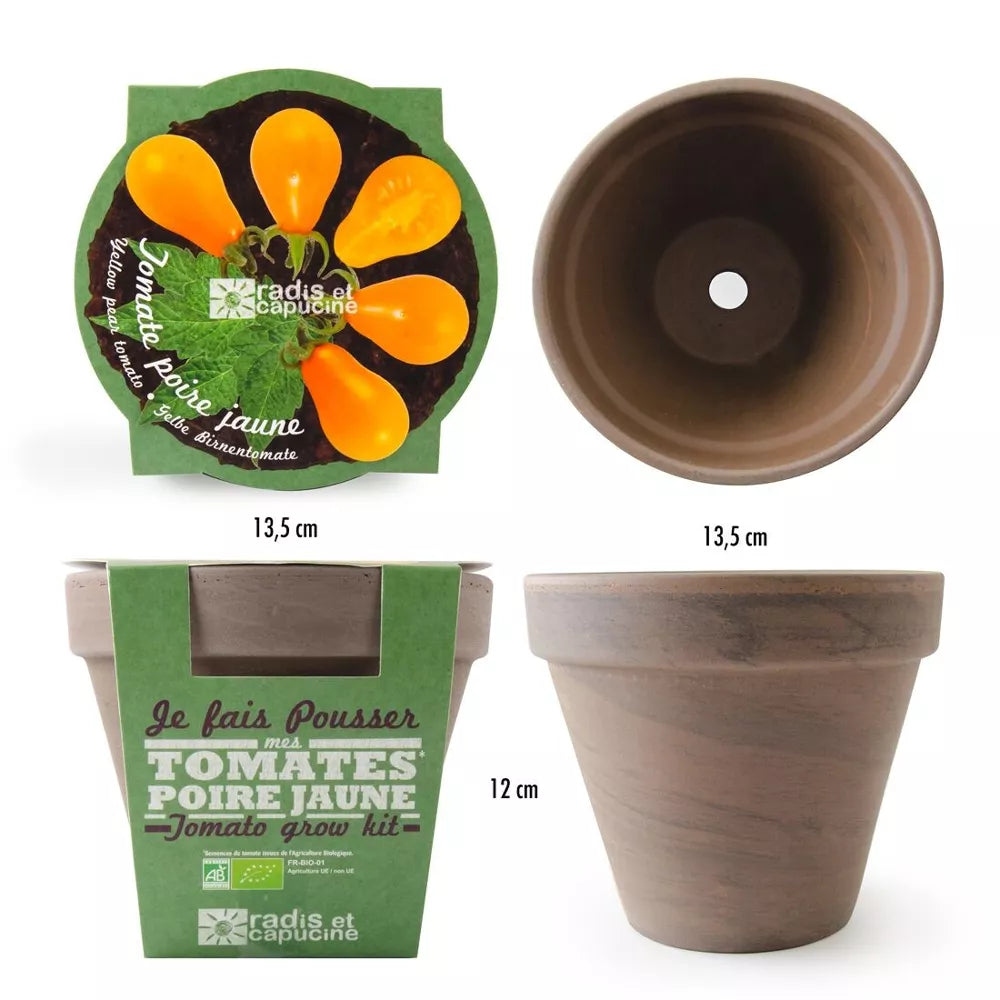 Pot Terre cuite Basalte 13cm - Tomate poire jaune Bio - Radis et Capucine jardinage Radis Et Capucine Pot Terre cuite Basalte 13cm - Tomate poire jaune Bio - Radis et Capucine myplayground