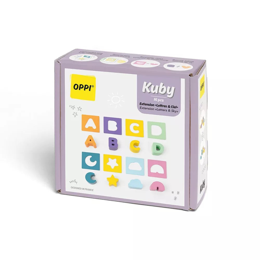 Jouets Bébé trieur de formes -Kuby Extension "Lettres & Ciel" -Oppi Jeux d'éveil OPPI Jouets Bébé trieur de formes -Kuby Extension "Lettres & Ciel" -Oppi myplayground