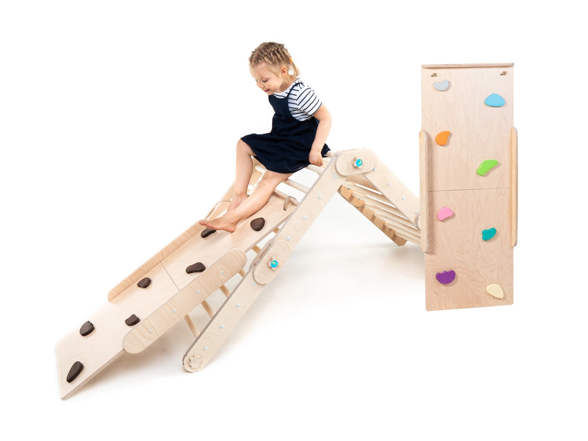 Triangle de Pikler Naturel Modifiable Avec Deux Rampes - Happymoon HappyMoon Triangle de Pikler Naturel Modifiable Avec Deux Rampes - Happymoon myplayground