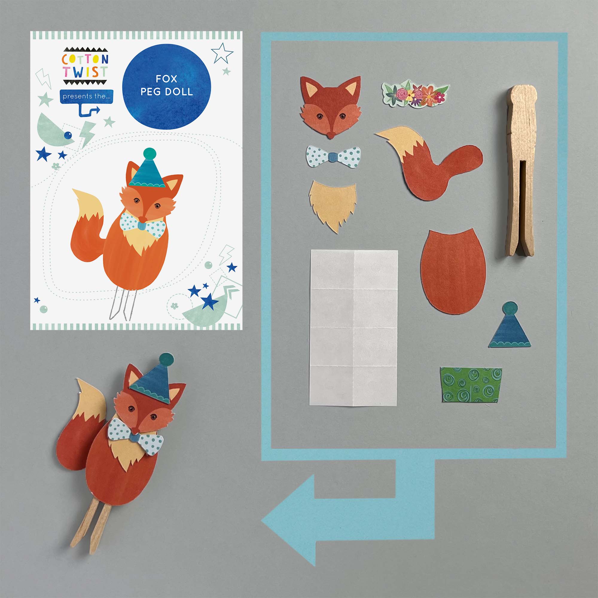Make Your Own Fox Peg Poupée Kit Cotton Twist Make Your Own Fox Peg Poupée Kit myplayground