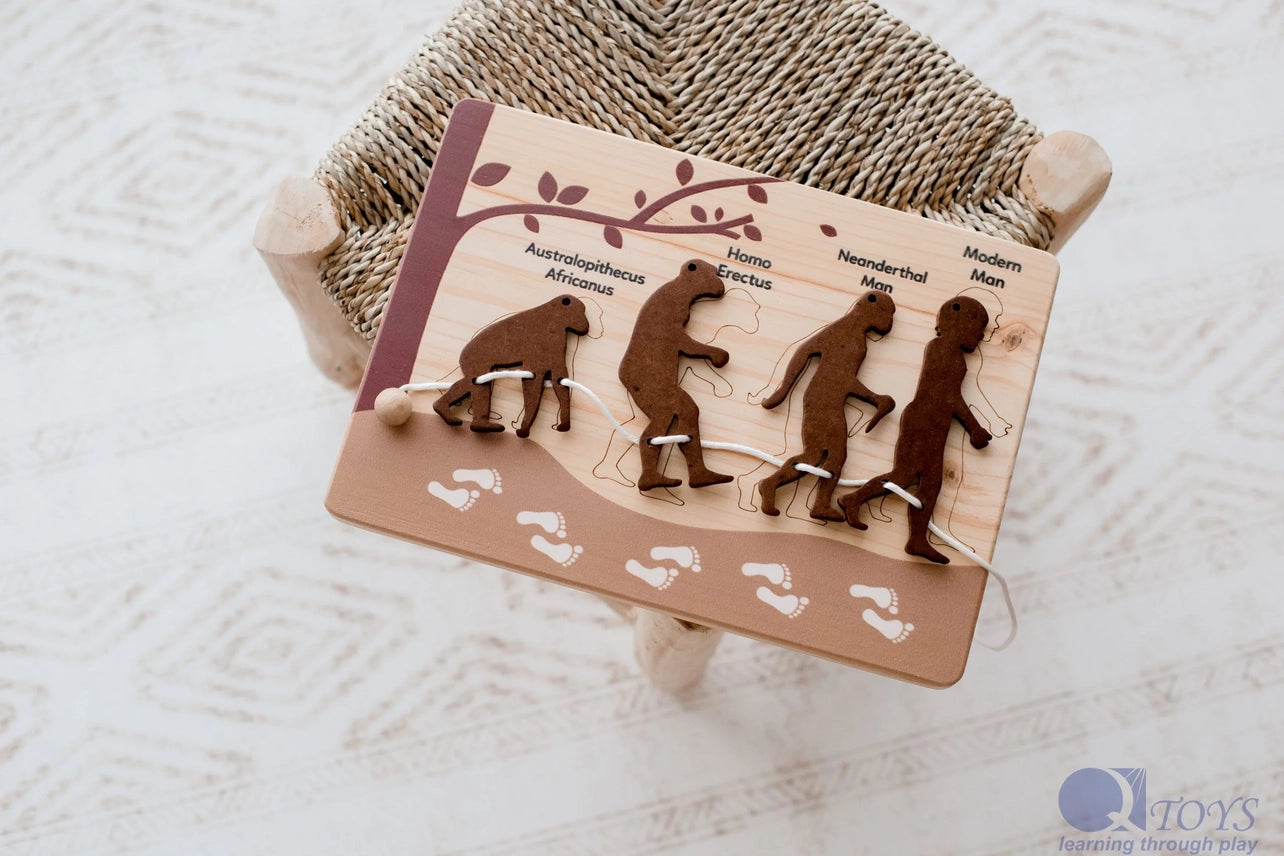 Ensemble de puzzle et de laçage Human Evolution QToys USA Ensemble de puzzle et de laçage Human Evolution myplayground