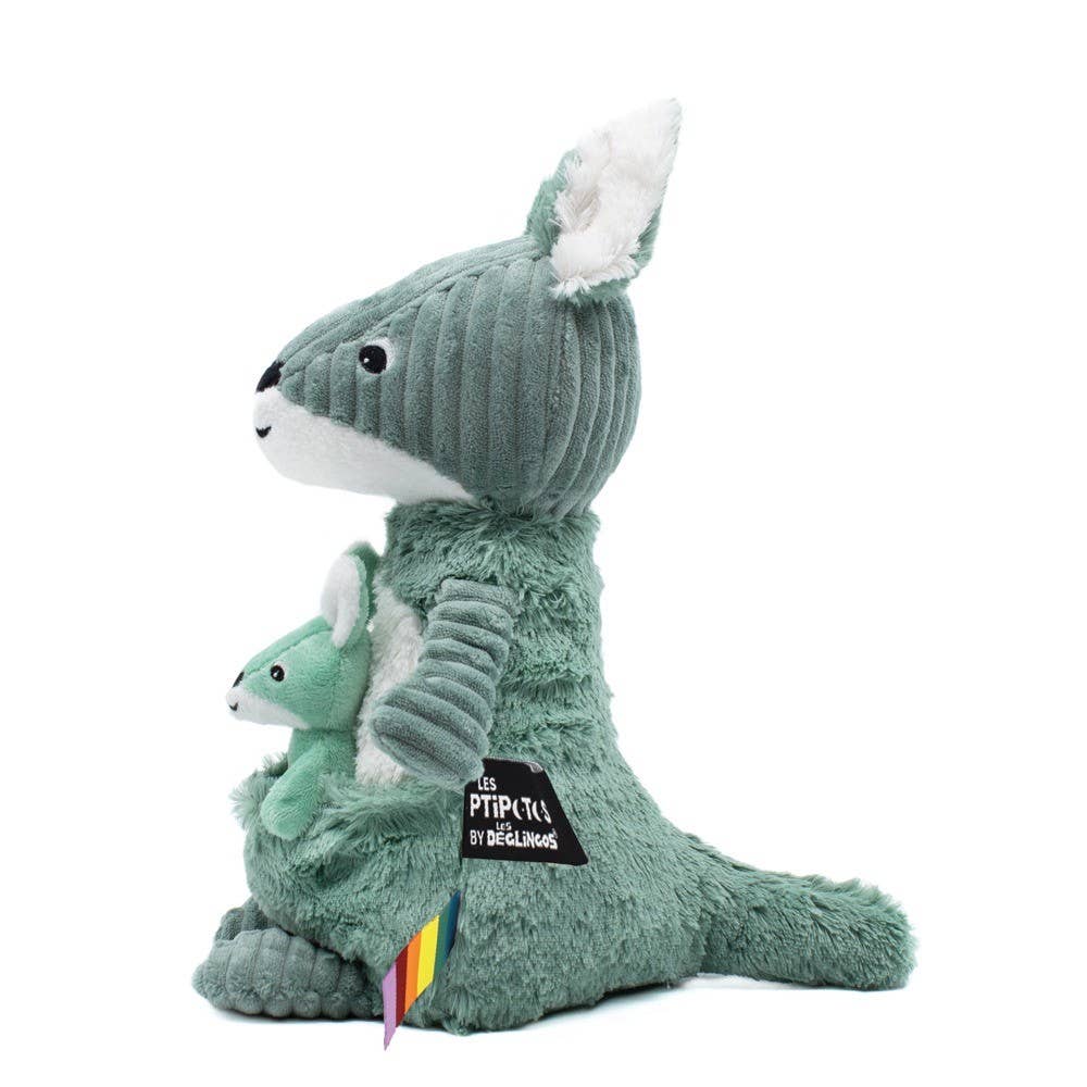 Peluche Les Ptipotos - Kangaroo Mum & Baby Green - Les Déglingos, France Les Déglingos, France myplayground