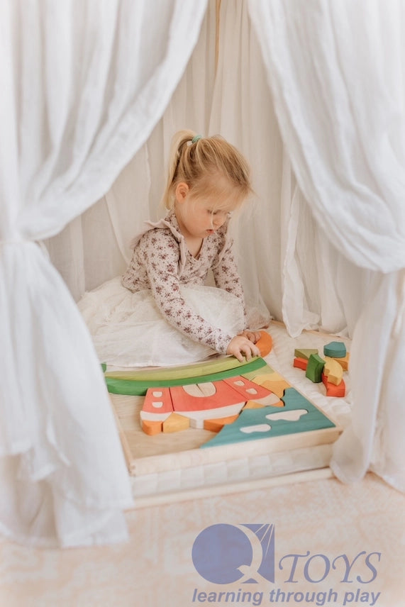 Ensemble de puzzle et de jeu Fairy Castle QToys USA Ensemble de puzzle et de jeu Fairy Castle myplayground