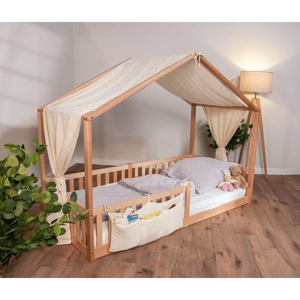 Ciel de lit en mousseline crème pour lit cabane 90x200 cm – tiSsi – vue 2
