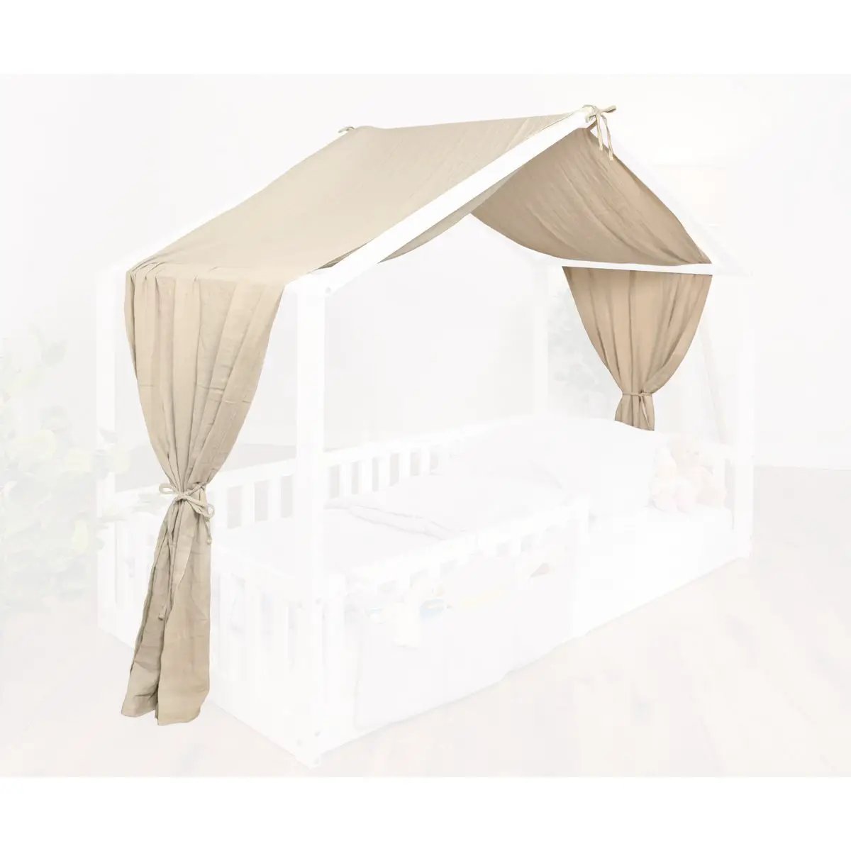 Ciel de lit en mousseline crème pour lit cabane 90x200 cm – tiSsi