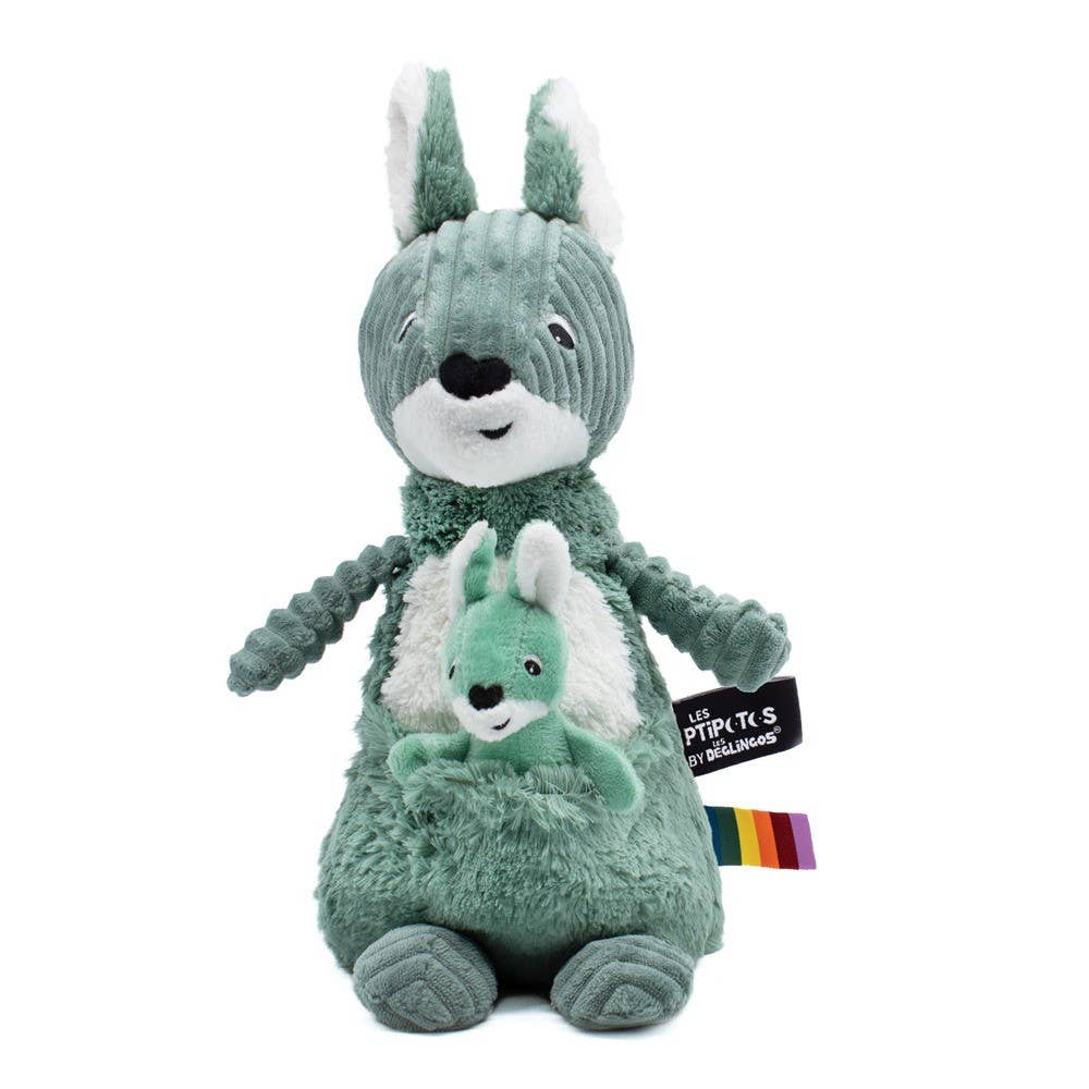 Peluche Les Ptipotos - Kangaroo Mum & Baby Green - Les Déglingos, France Les Déglingos, France myplayground