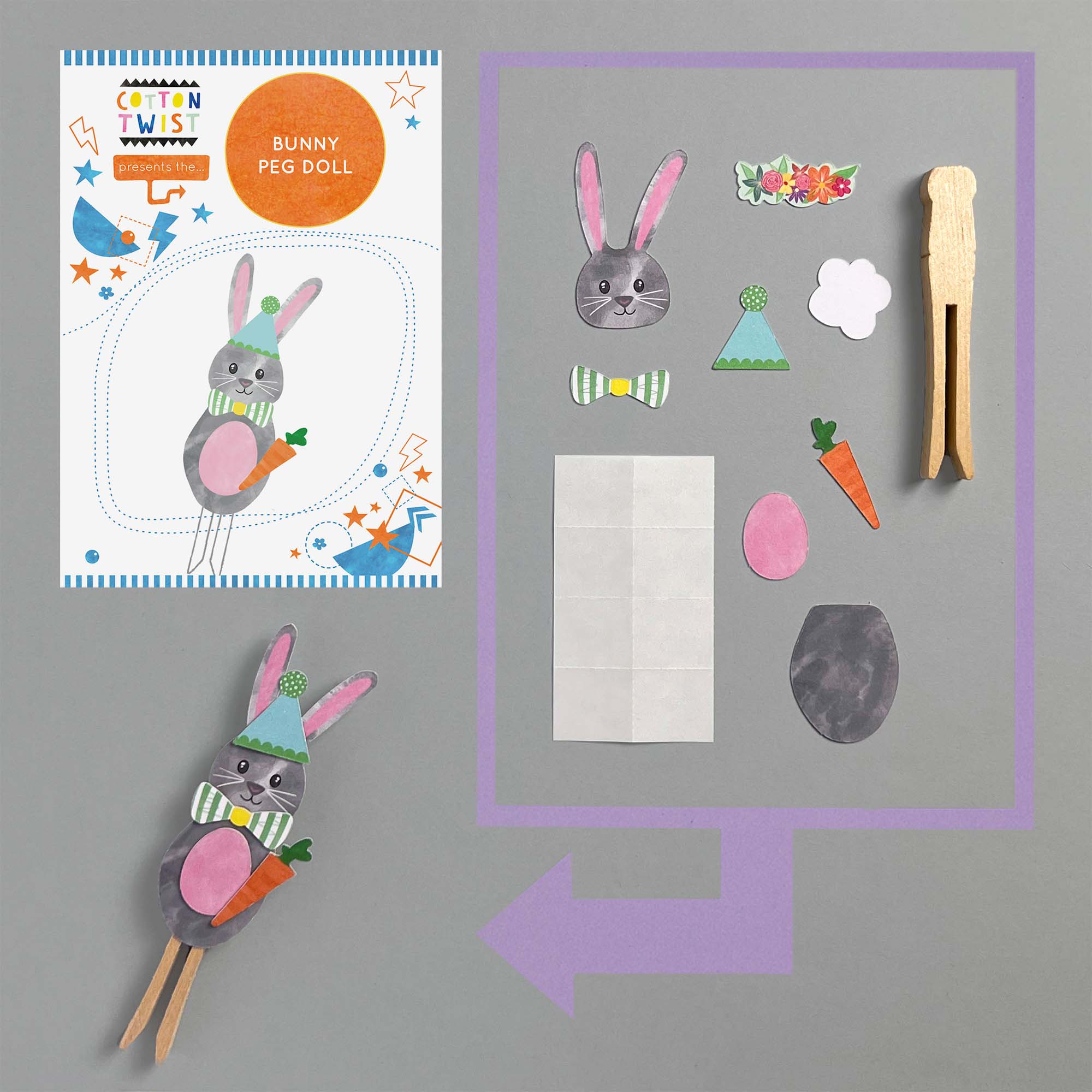 Faites votre propre lapin Peg Poupée Kit Cotton Twist Faites votre propre lapin Peg Poupée Kit myplayground