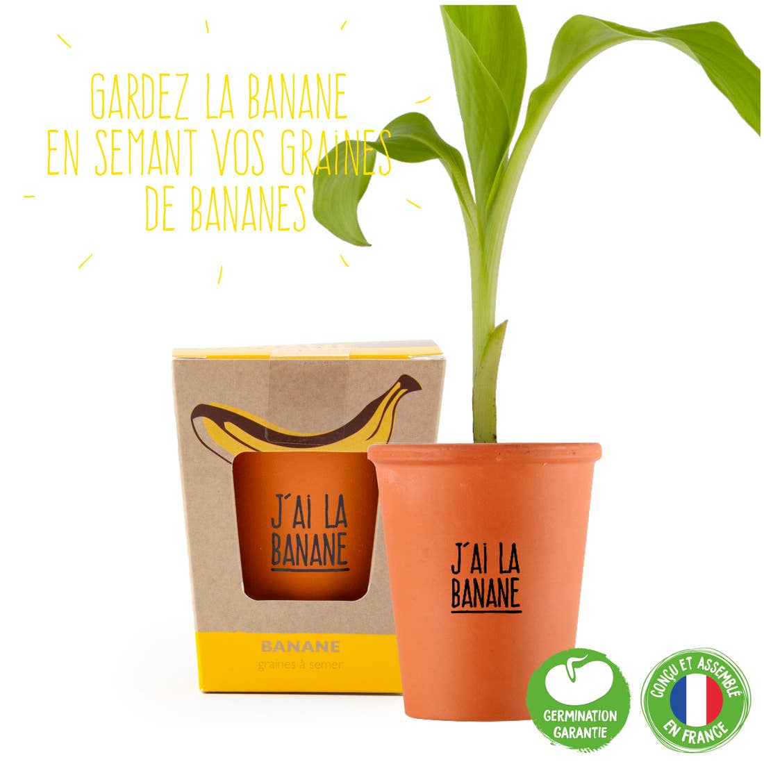 Kit message "J'ai la banane" Bananier - Kit créatif de jardinage Enfant Radis Et Capucine Kit message "J'ai la banane" Bananier - Kit créatif de jardinage Enfant myplayground