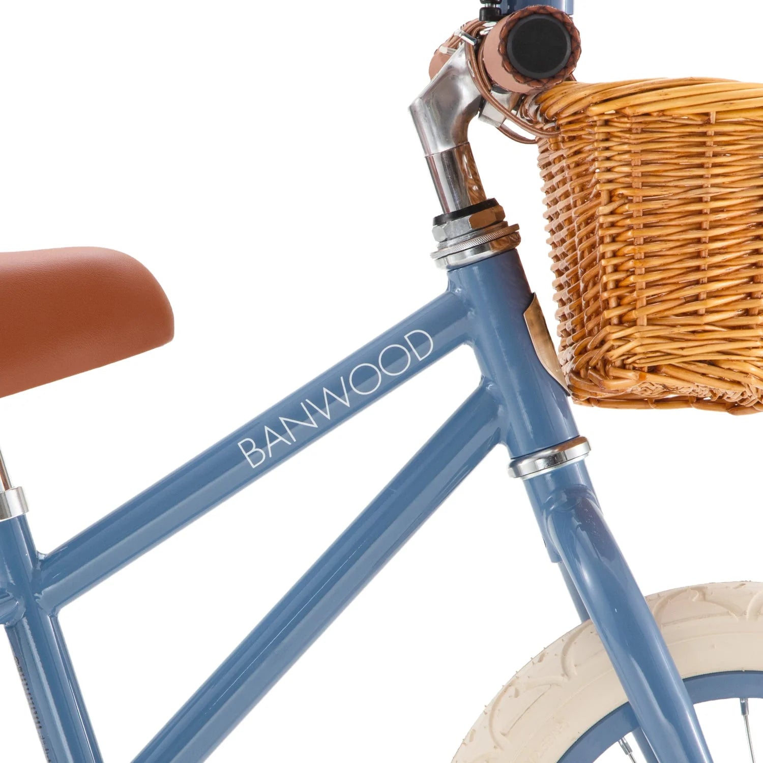 Draisienne Enfant Bleue avec Panier en Osier et Stabilisateurs - Banwood - Jeu de Motricité de 3 à 5 Ans