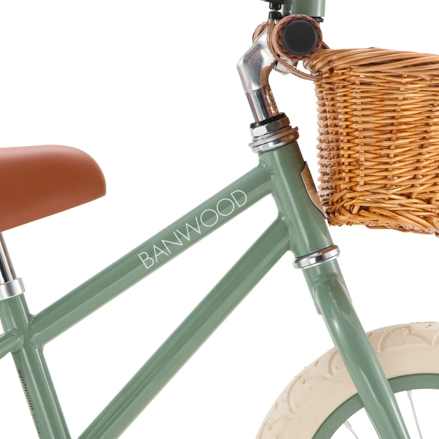 Draisienne Enfant Vert avec Panier en Osier et Stabilisateurs - Banwood - Jeu de Motricité de 3 à 5 Ans