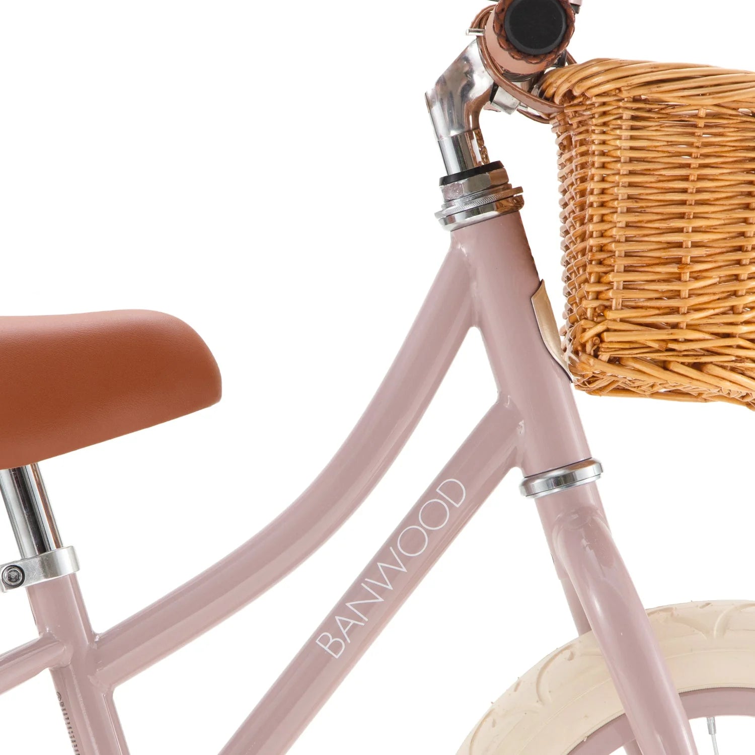 Draisienne Enfant Rose Poudré avec Panier en Osier et Stabilisateurs - Banwood - Jeu de Motricité de 3 à 5 Ans