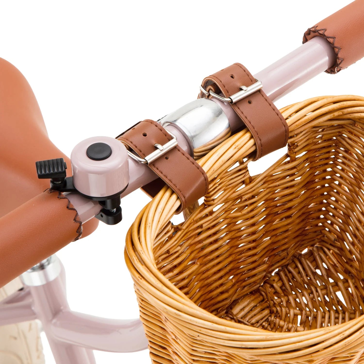 Draisienne Enfant Rose Poudré avec Panier en Osier et Stabilisateurs - Banwood - Jeu de Motricité de 3 à 5 Ans