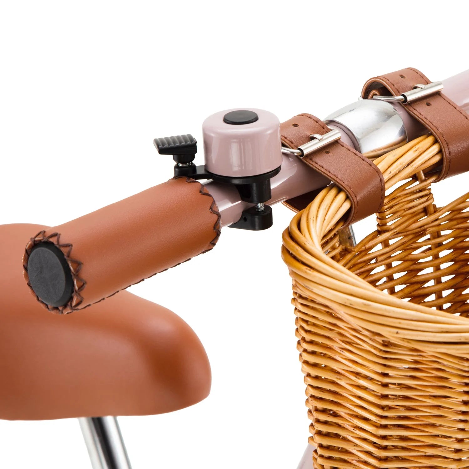 Draisienne Enfant Rose Poudré avec Panier en Osier et Stabilisateurs - Banwood - Jeu de Motricité de 3 à 5 Ans