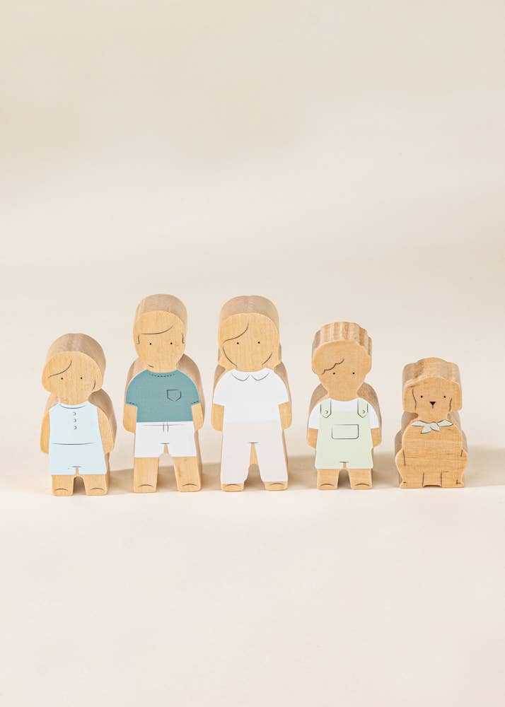 Ensemble de 5 personnages de maison de poupée familiale en bois Coco Village Ensemble de 5 personnages de maison de poupée familiale en bois myplayground