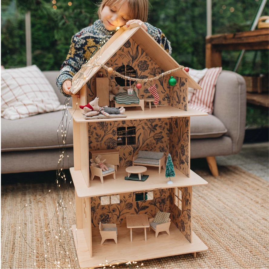 Maison de Poupée en Bois à Trois Étages/Maison de Poupée Moderne - Milin Milin Maison de Poupée en Bois à Trois Étages/Maison de Poupée Moderne - Milin myplayground