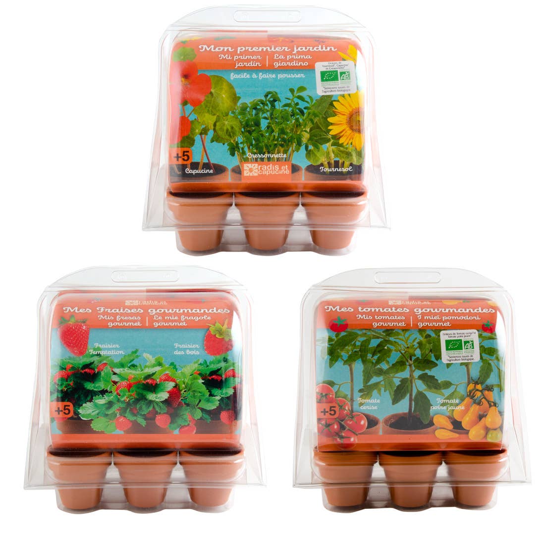 Serre 6 pots - Tomates Bio enfants - Kit créatif de jardinage Enfant Radis Et Capucine Serre 6 pots - Tomates Bio enfants - Kit créatif de jardinage Enfant myplayground