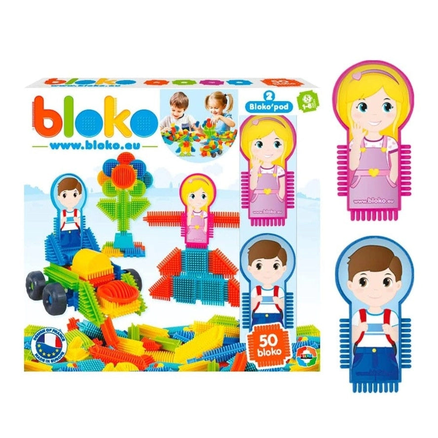 Coffret 50 Bloko + 2 Figurines Pods Famille - Bloko Bloko Coffret 50 Bloko + 2 Figurines Pods Famille - Bloko myplayground