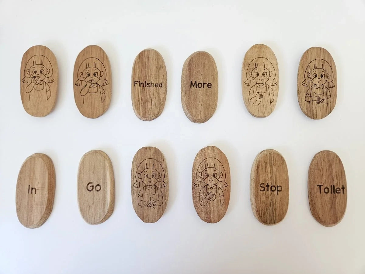 Ensemble de 12 mots de base en langage des signes QToys USA Ensemble de 12 mots de base en langage des signes myplayground
