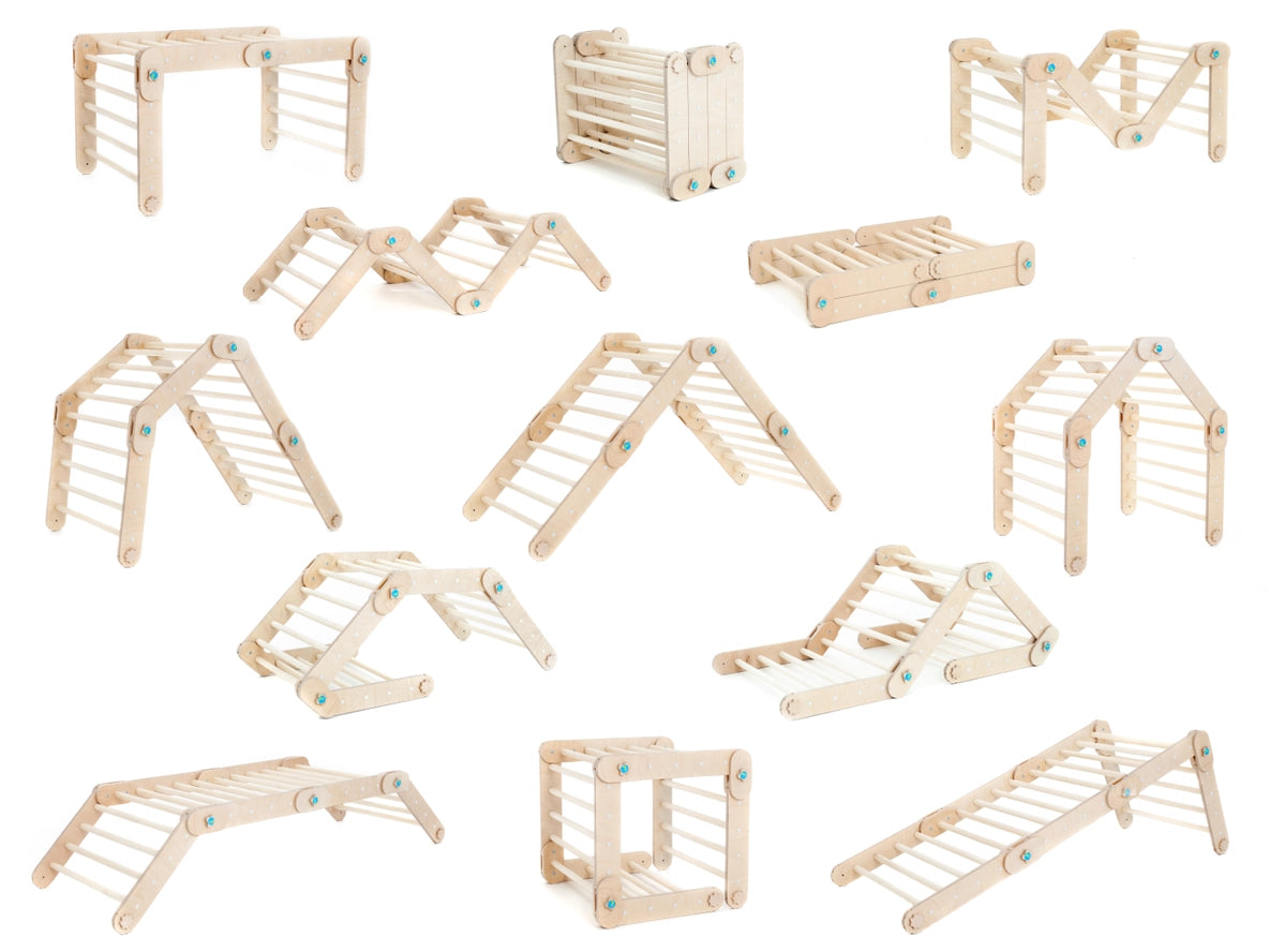 Triangle de Pikler Naturel Modifiable Avec Deux Rampes - Happymoon HappyMoon Triangle de Pikler Naturel Modifiable Avec Deux Rampes - Happymoon myplayground