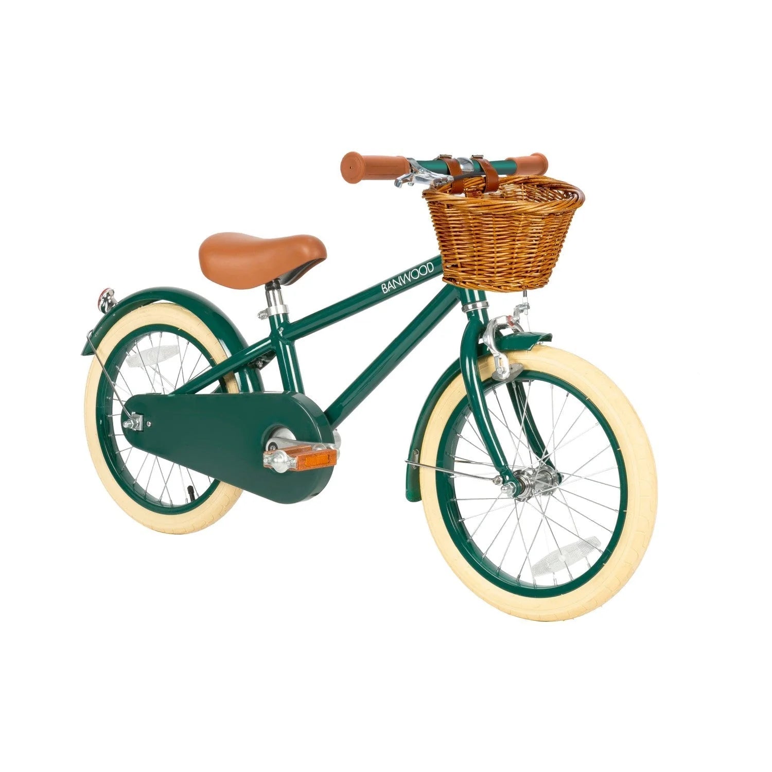 Vélo Classique Enfant Vert - Style Vintage avec Panier et Stabilisateurs - Banwood