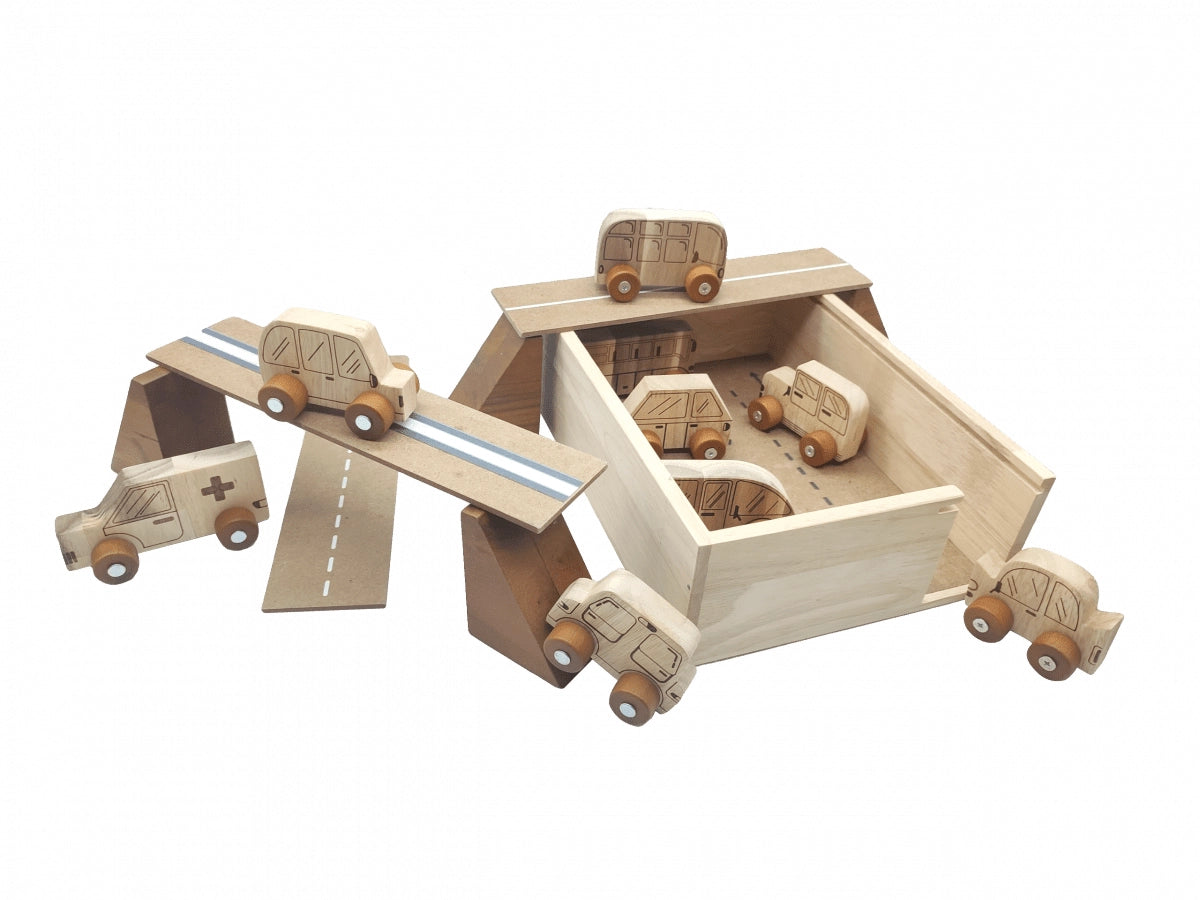 Set de jeu de voiture tout-en-un QToys USA Set de jeu de voiture tout-en-un myplayground