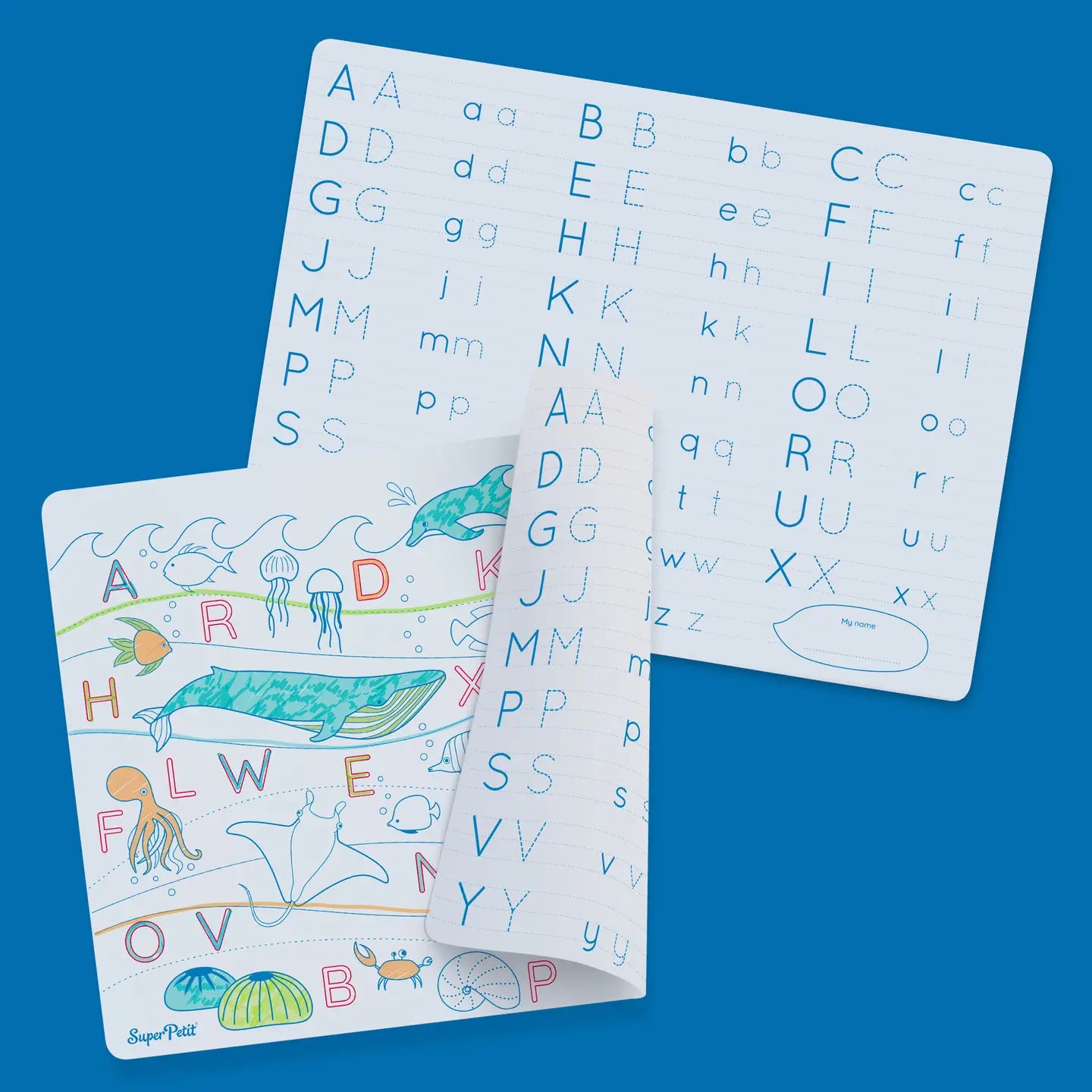 Set en silicone pédagogique ABC OCEAN 3 feutres inclus - SuperPetit jeux éducatifs SuperPetit Set en silicone pédagogique ABC OCEAN 3 feutres inclus - SuperPetit myplayground