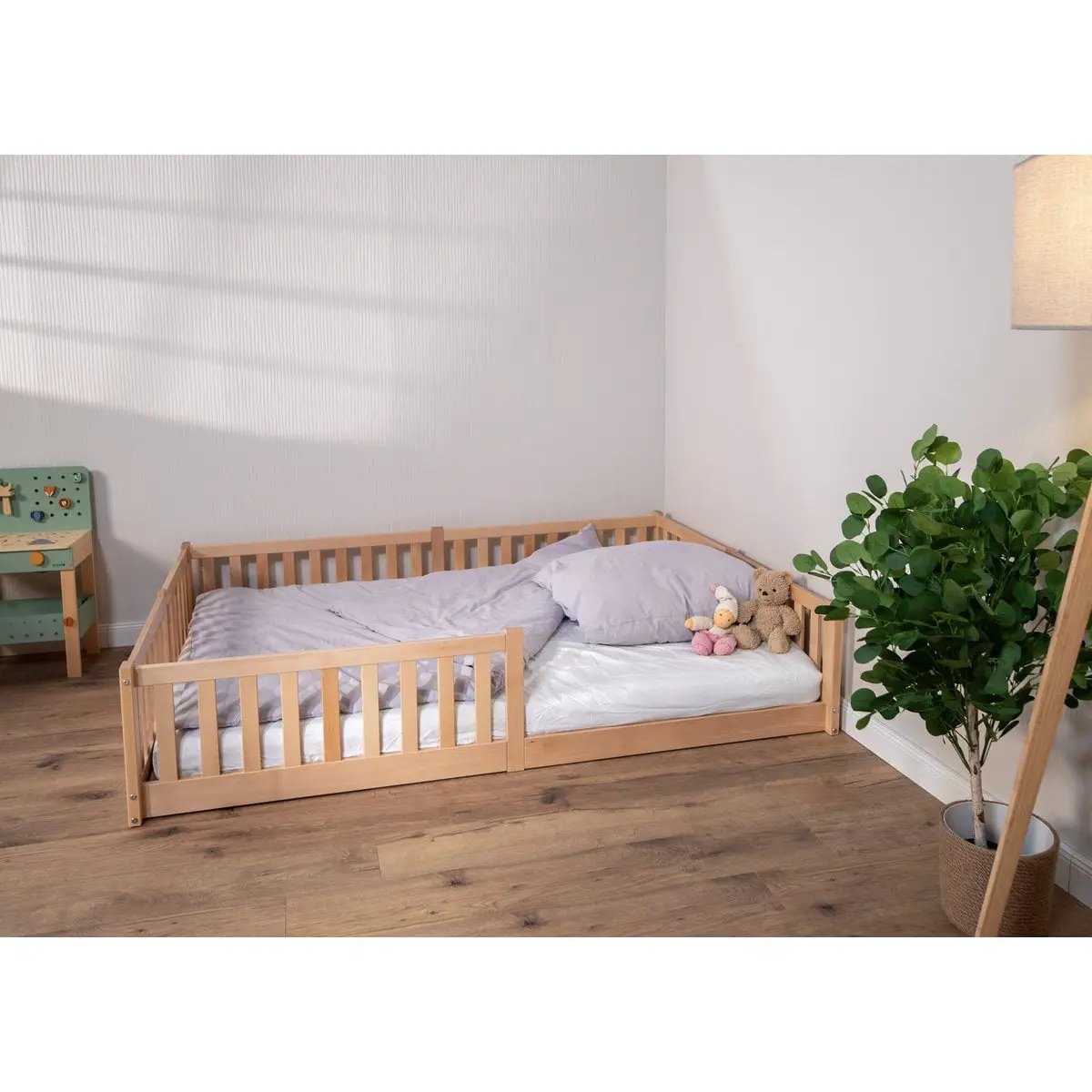 Lit cabane au sol Enno 90x200 cm, hêtre naturel – tiSsi – vue 6