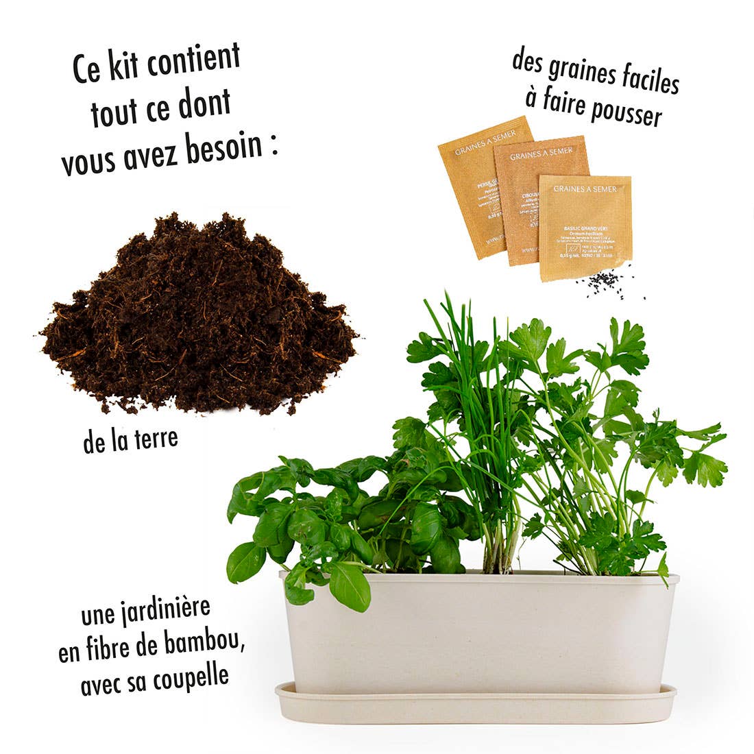 Jardinière bambou - Aromates - Kit créatif de jardinage Enfant Radis Et Capucine Jardinière bambou - Aromates - Kit créatif de jardinage Enfant myplayground
