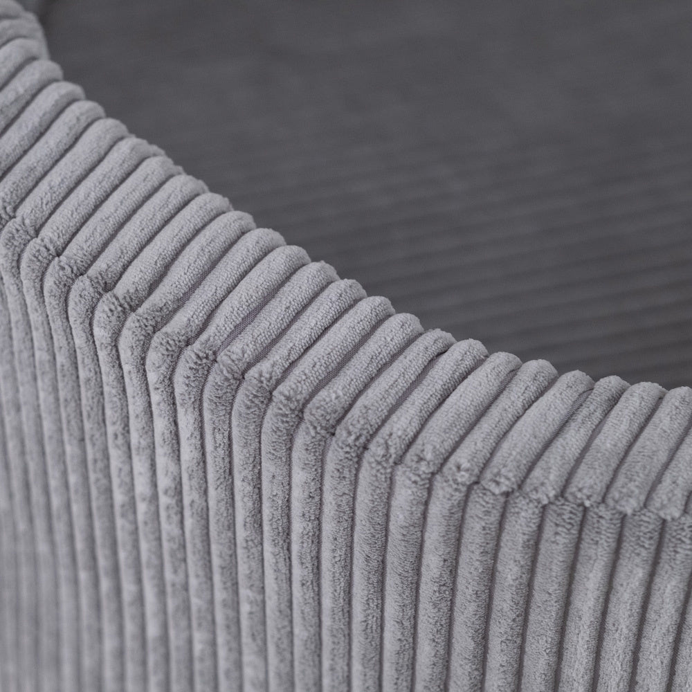 Piscine à balles - ronde 90x30 cm, gris clair, velours côtelé (+ 200 boules perle, bleu clair, argent) -Plush Nest- Misioo Misioo myplayground