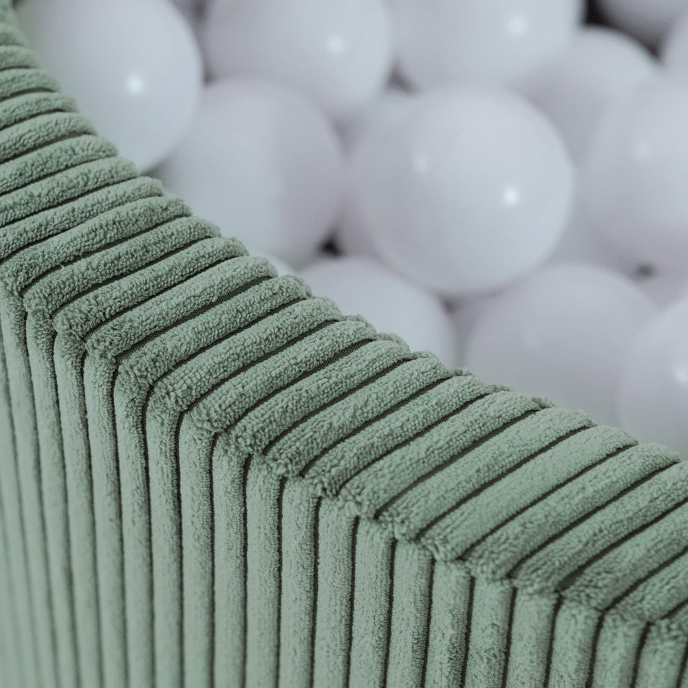 Piscine à balles - ronde 90x30 cm, vert velours côtelé - Plush Nest - Misioo Misioo myplayground