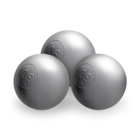 200 boules rondes en plastique (Ø 7 cm – perle, bleue, argent)