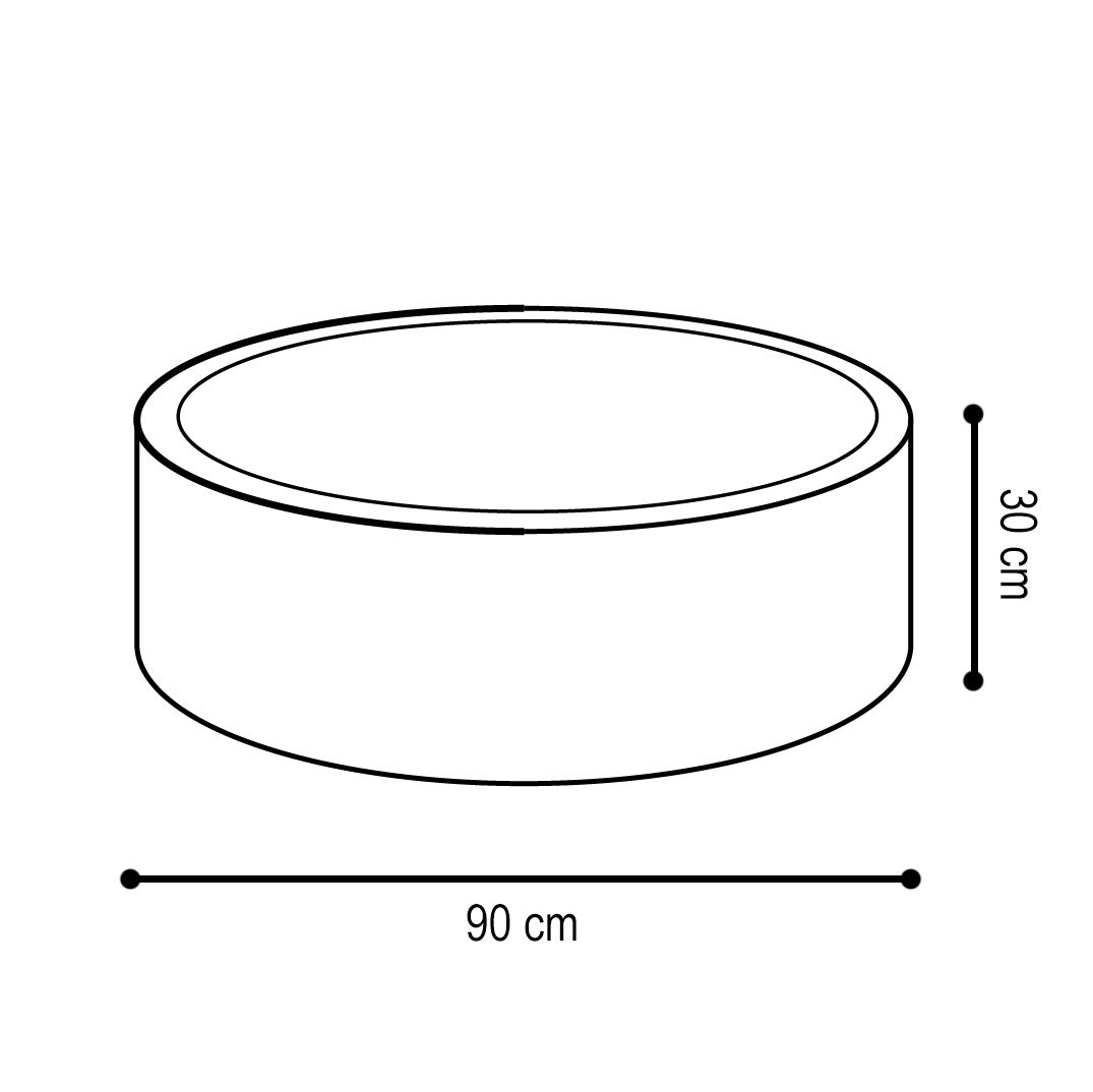 90 cm de diamètre x 30 cm de hauteur