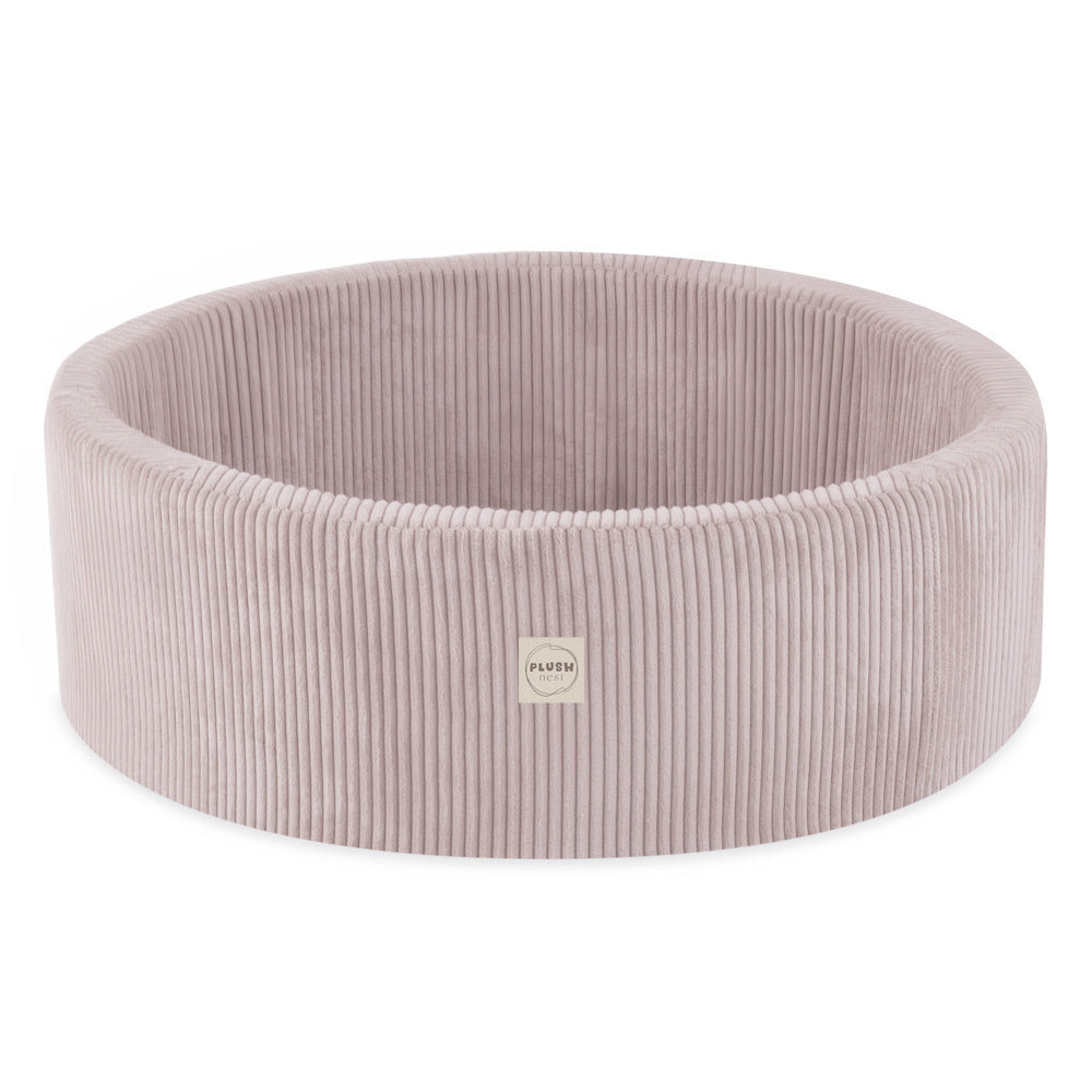 Terrain de jeu 3 éléments + dry pool 90x30 – Velours côtelé rose clair premium (+200 balles : perle, or, perle rose clair) , aire de jeux – Plush Nest Misioo myplayground