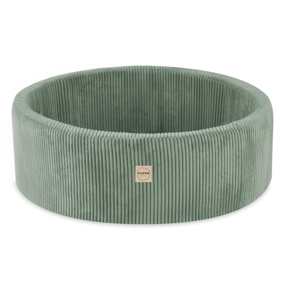 Terrain de jeu Dry pool 90x30 + marche (+200 balles : perle, menthe perle, argent) - Velours côtelé vert premium - PLUSH NEST Misioo Terrain de jeu Dry pool 90x30 + marche (+200 balles : perle, menthe perle, argent) - Velours côtelé vert premium - PLUSH NEST myplayground